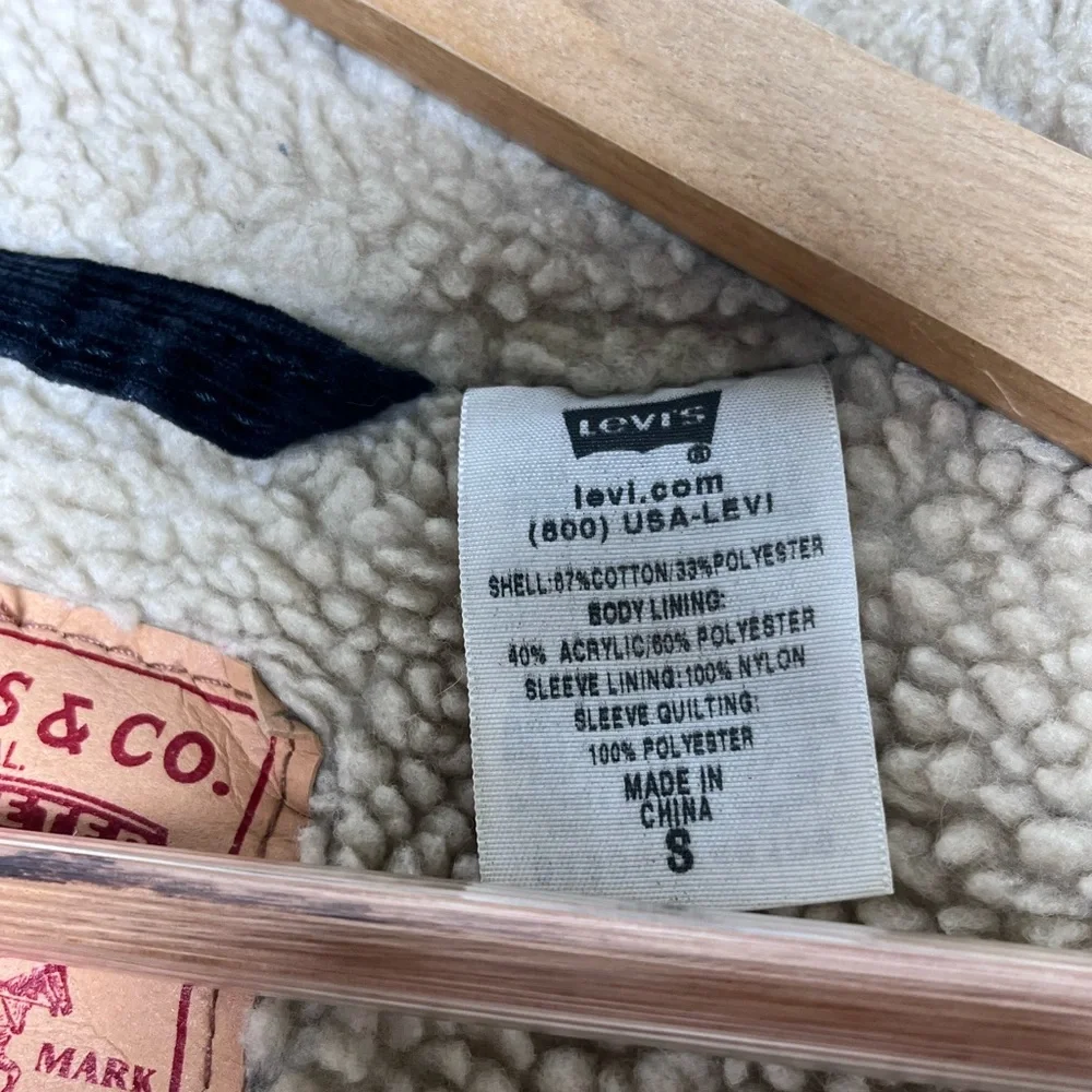 Levi’s Men’s Trucker Jacket/Coat Sherpa Lined Blk Corduroy Size S 70520 Vintage - Picture 5 of 7